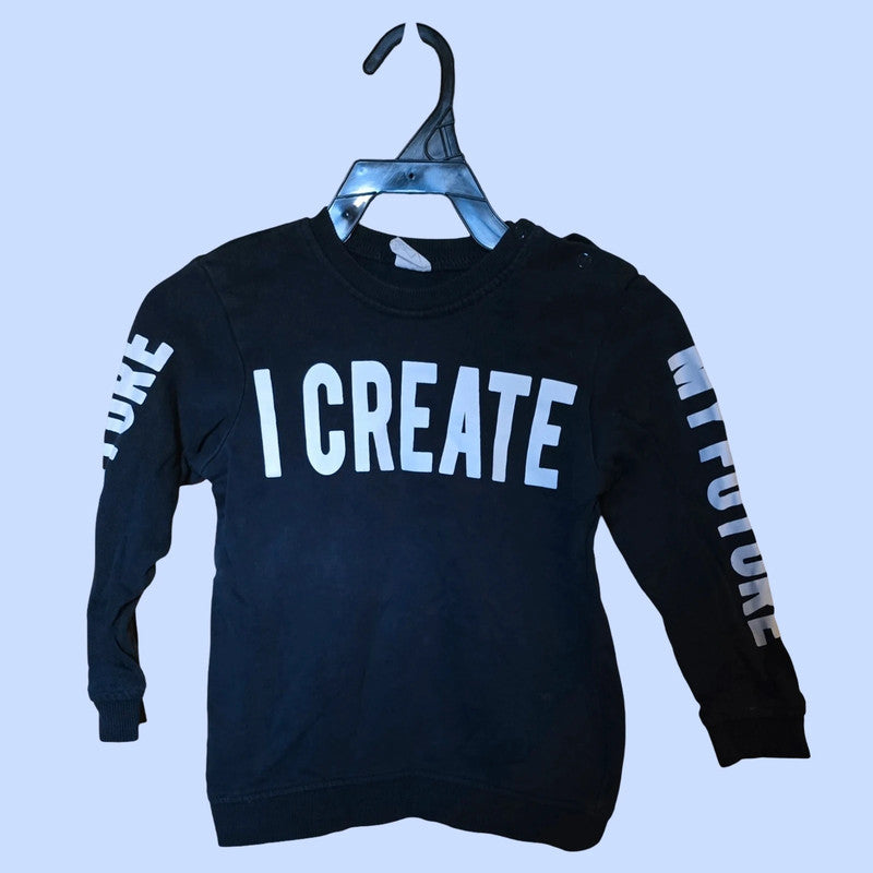 H&M Jungen Pulli mit "I Create" Aufdruck Gr. 98