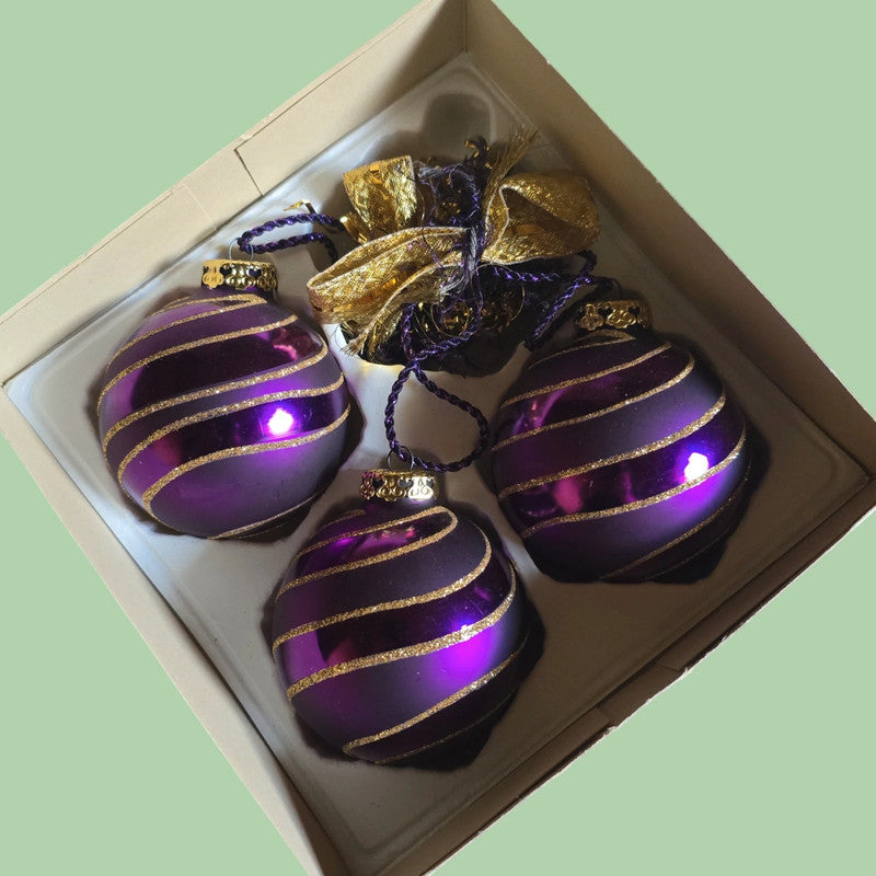 Christbaum Kugeln Lila/Gold 3Stk.