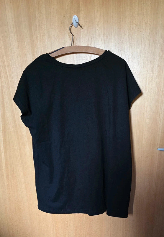 Janina Damen T-Shirt schwarz mit Blumendruck Gr.L  Neu