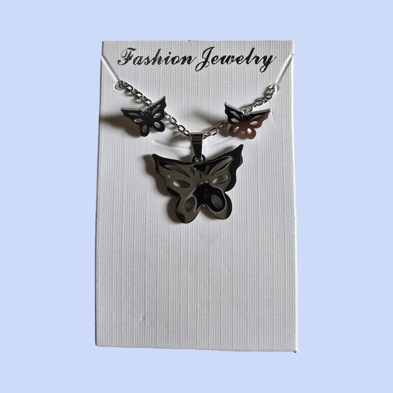 Modeschmuck Kette + Ohrringe Schmetterling Neu