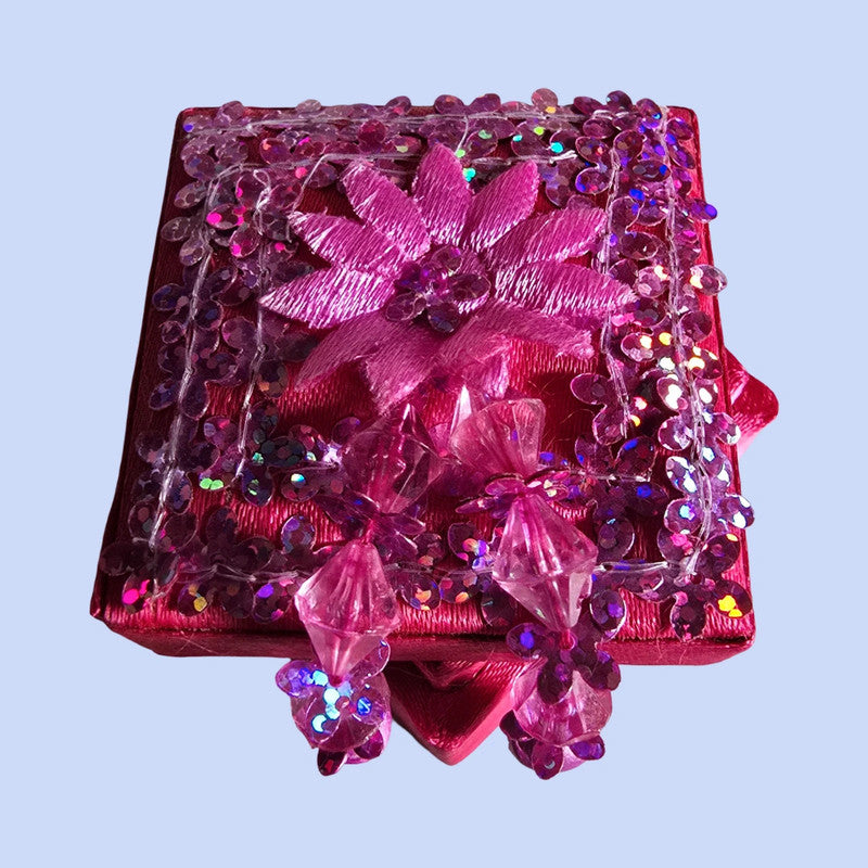 Schmuckkästchen mit Glitzerblume 5×5×5cm Neu