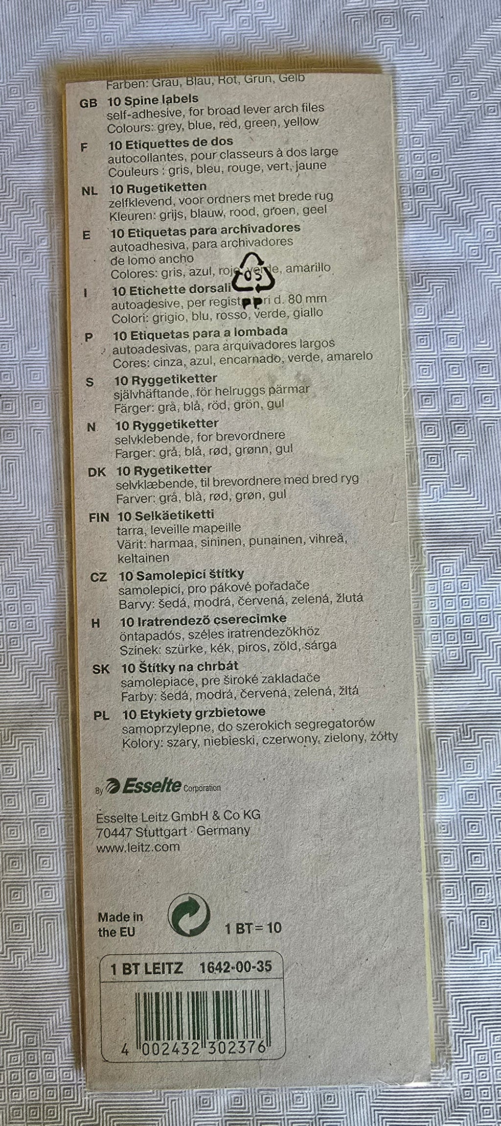 Leitz Ordner Rücken Etiktetten 10 Stk.