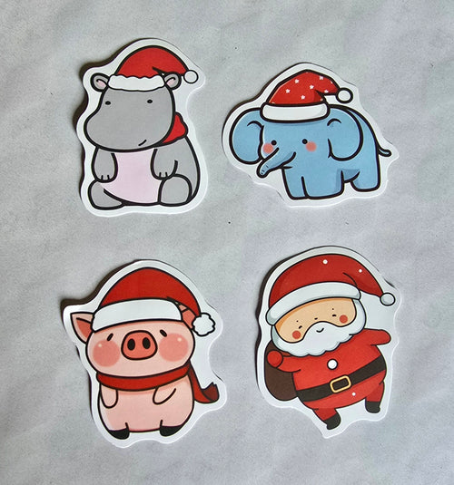 Aufkleber Figuren mit Nikolausmütze 4 Stk.