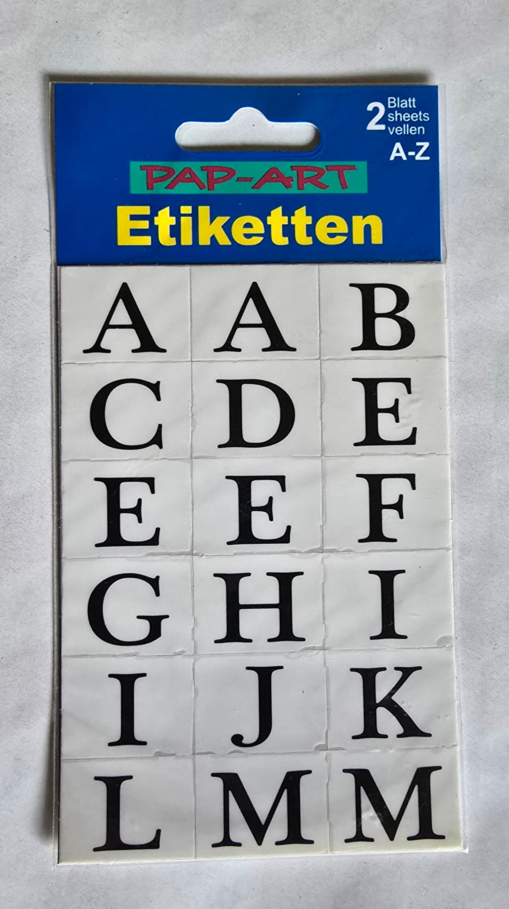 PAP-Art Etiketten A-Z