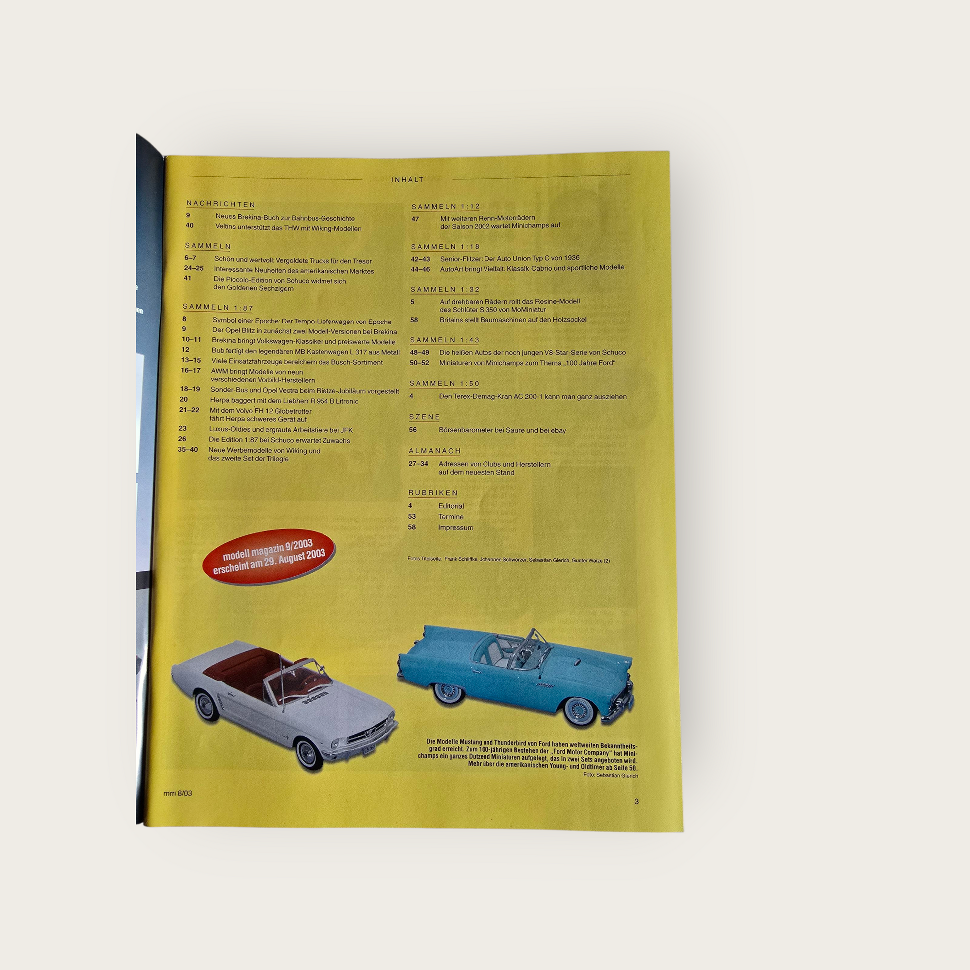 Zeitschrift Modell Magazin 8/2003