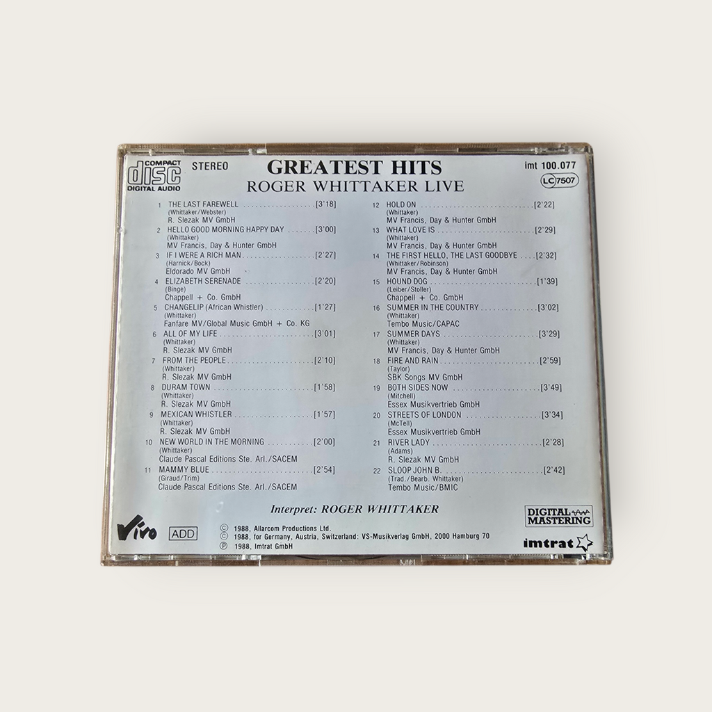 CD Roger Whittaker - Greatest Hits live (1988)