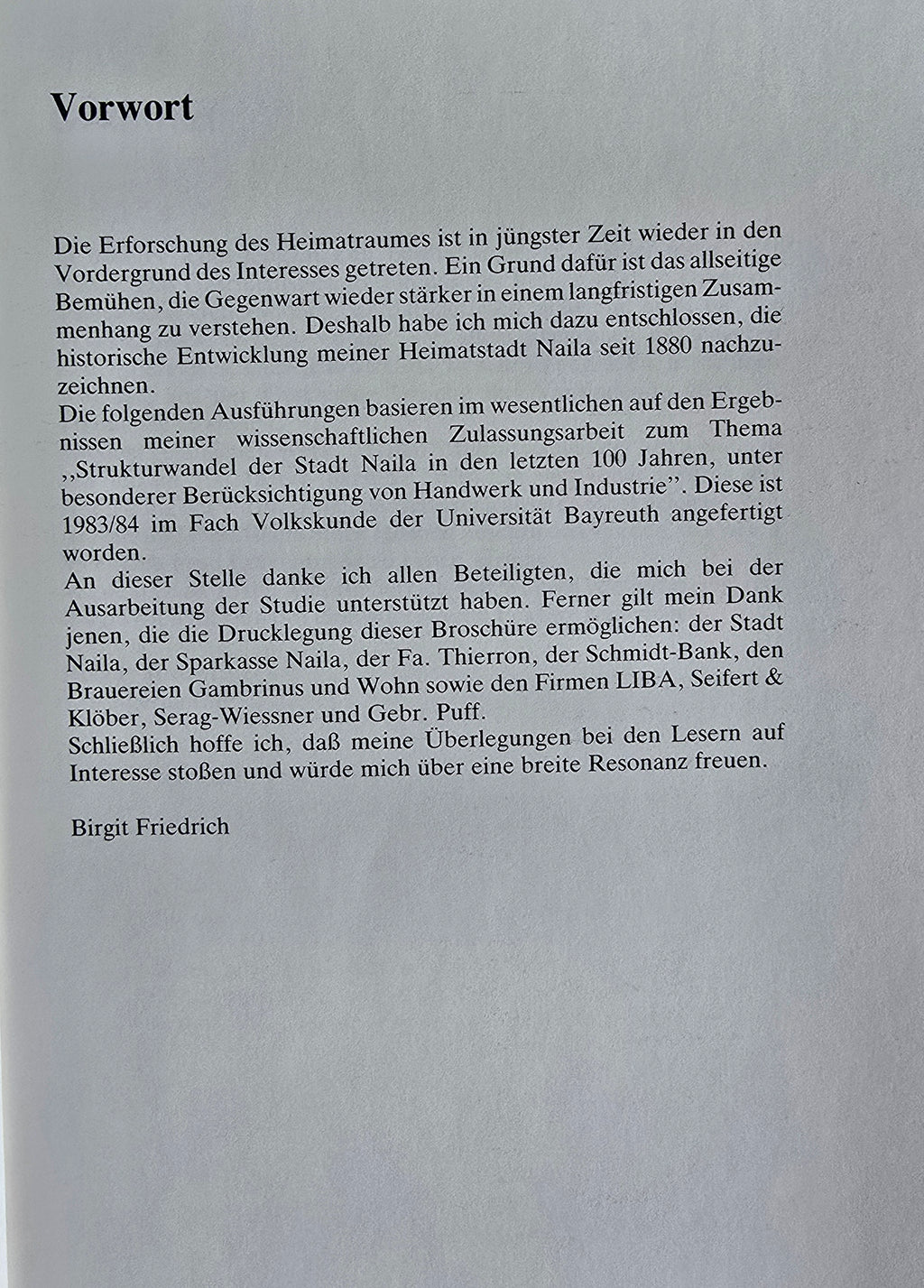Buch  Naila und seine Industrie im Wandel B. Friedrich (1985)
