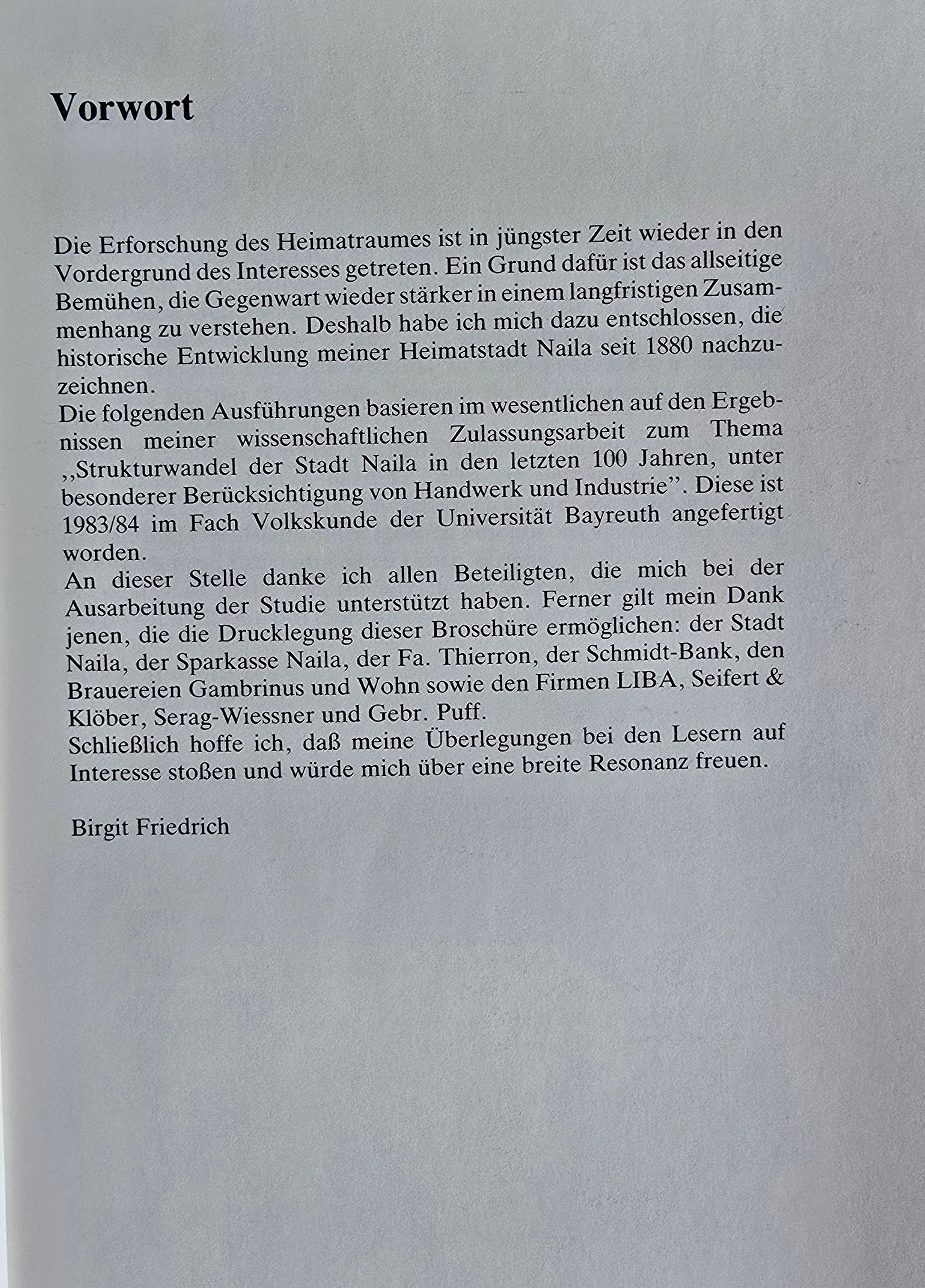 Buch  Naila und seine Industrie im Wandel B. Friedrich (1985)