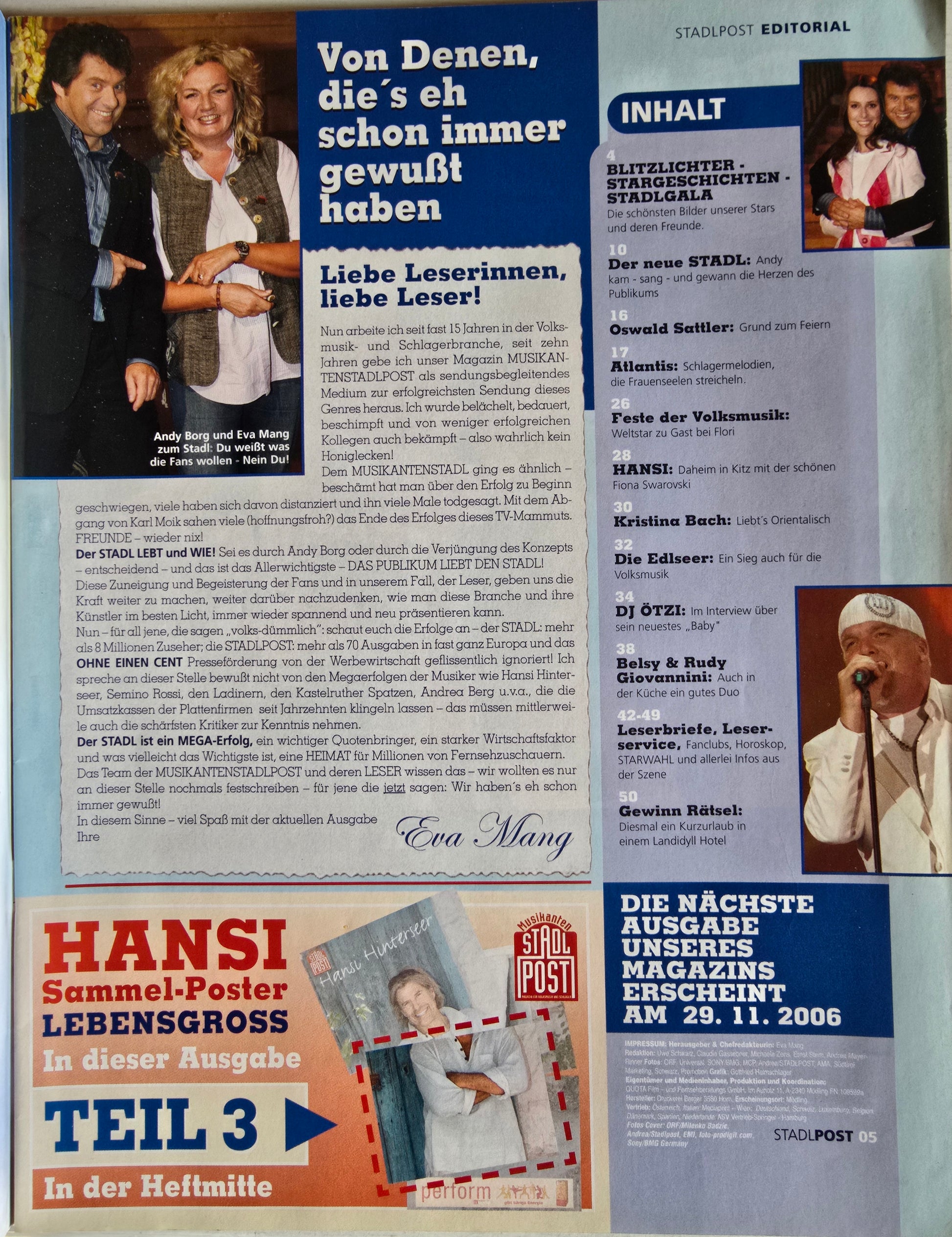 Zeitschrift Stadl Post 11/2006