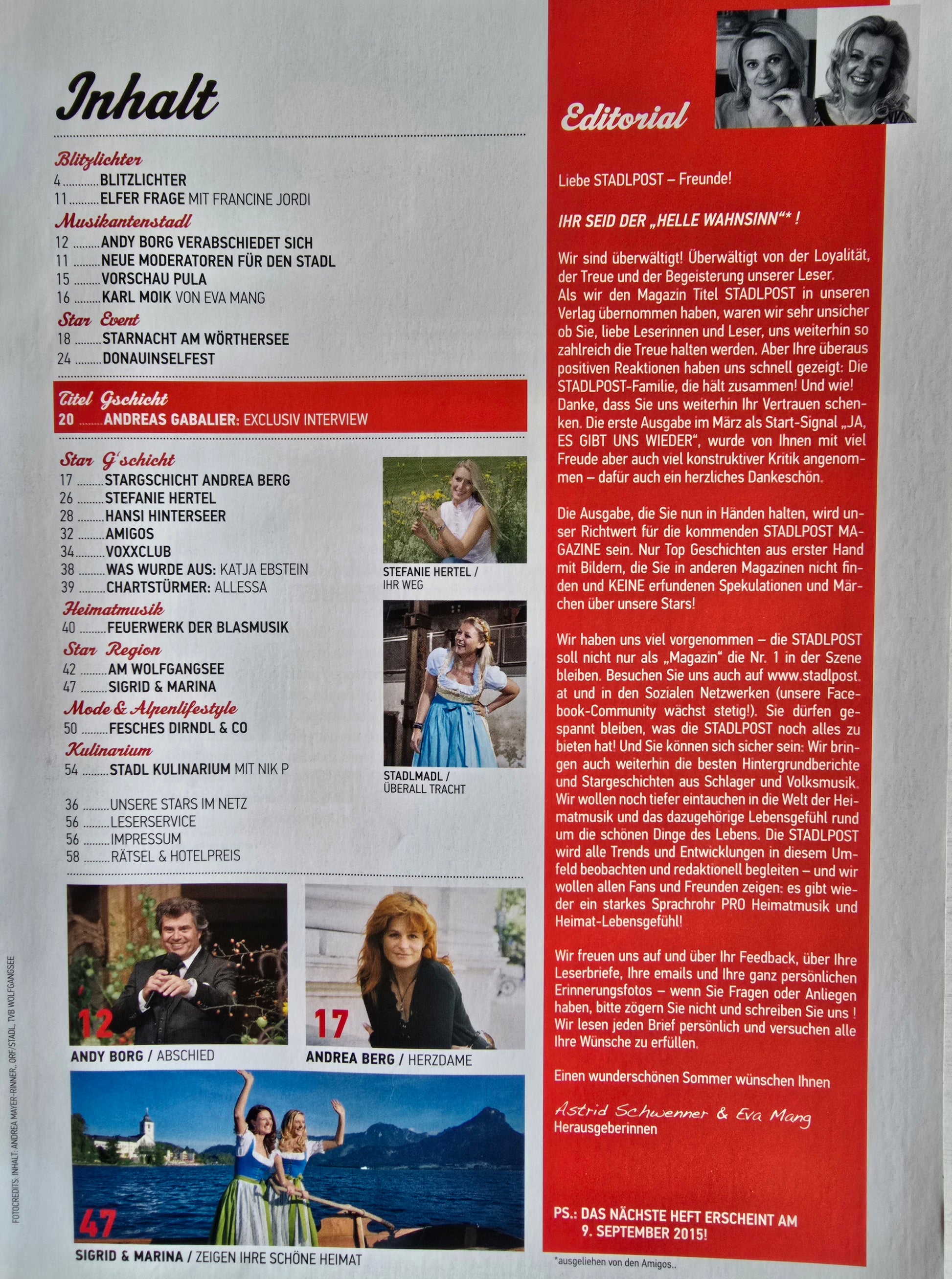 Zeitschrift Stadl Post Juli/ August 2015