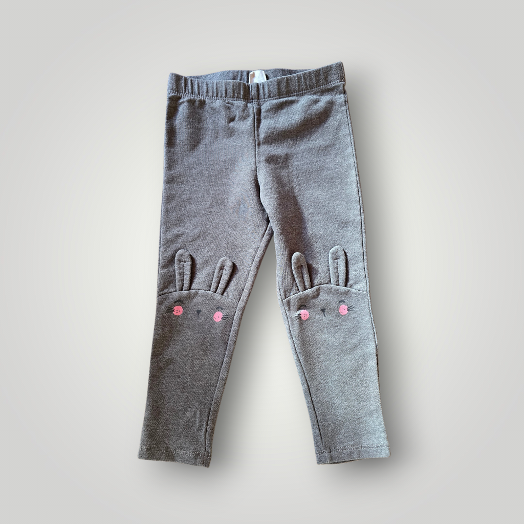 H&M Graue Mädchen Leggins mit Hasenmotiv Gr.92