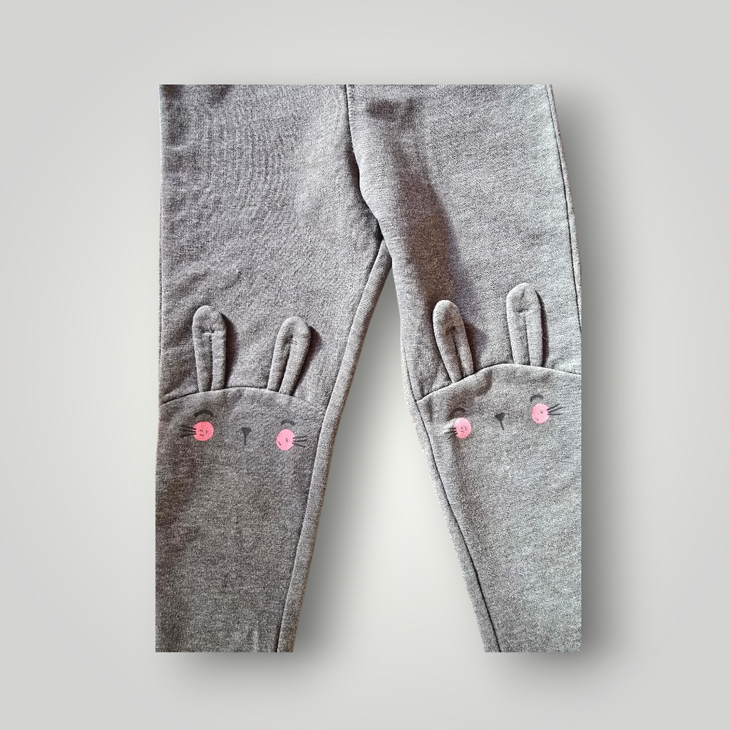 H&M Graue Mädchen Leggins mit Hasenmotiv Gr.92