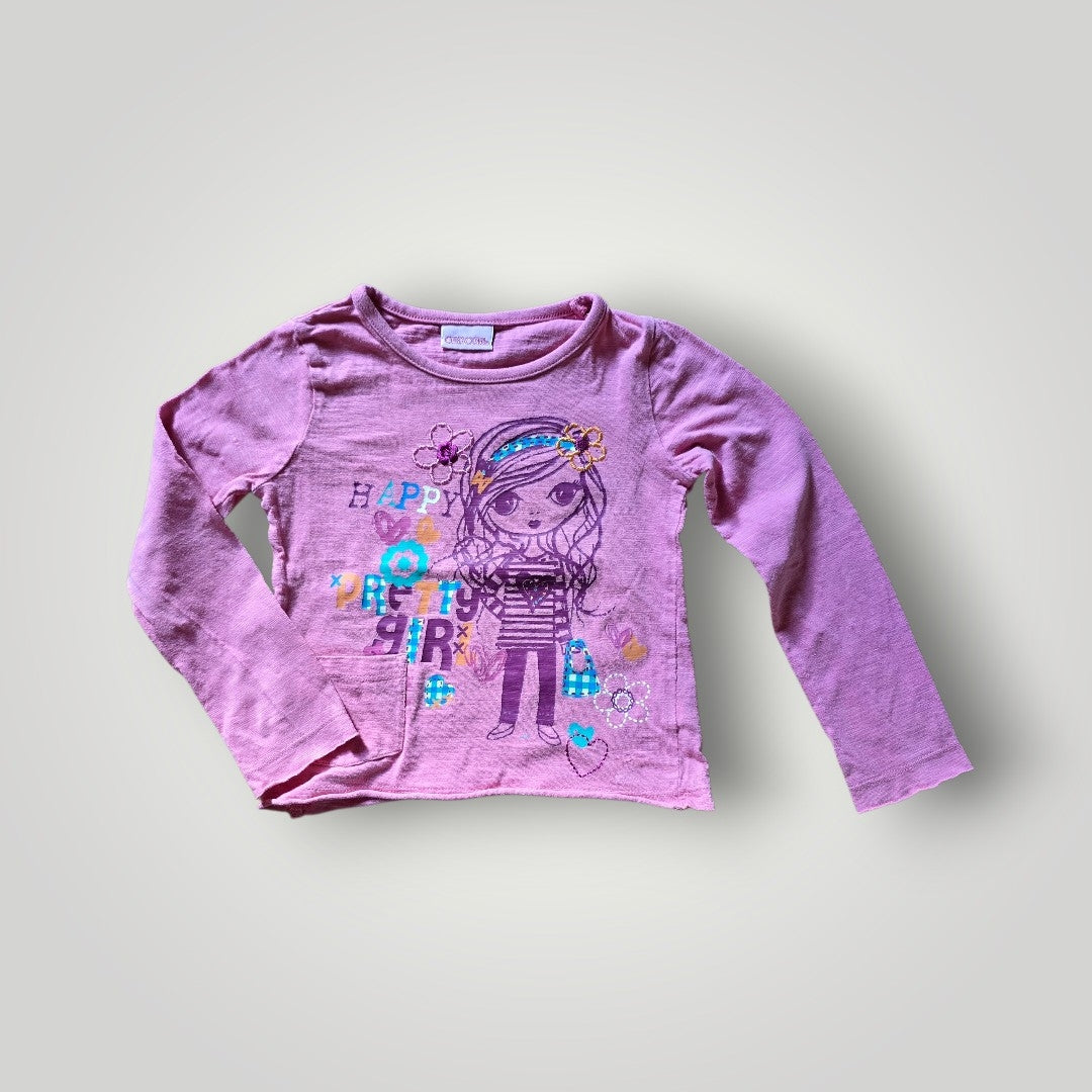 Cherokee Mädchen Shirt rosa mit buntem Aufdruck und Stickerei Gr. 86/92