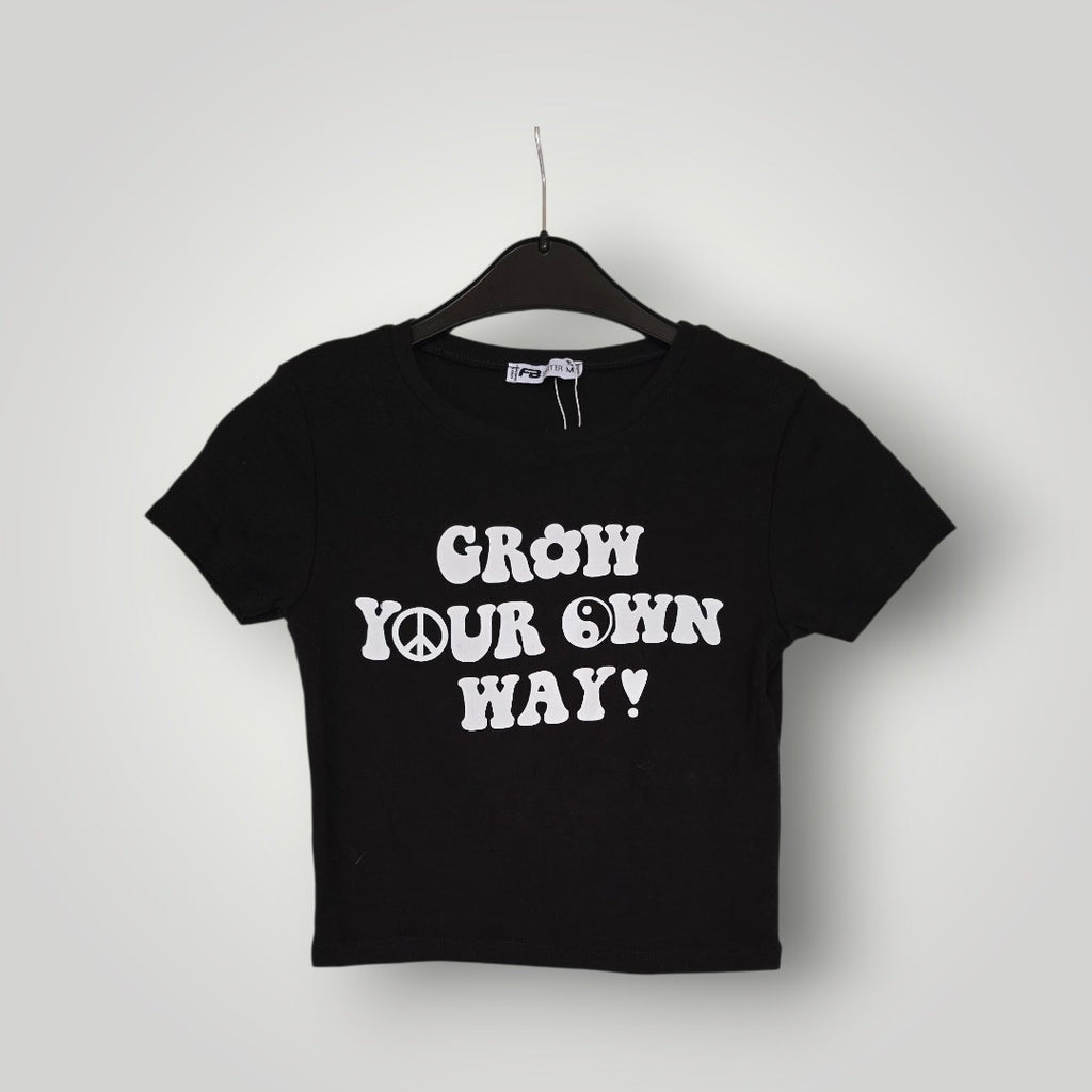 FB Sister Kurz-T-Shirt schwarz/weiß mit Aufdruck Gr. M