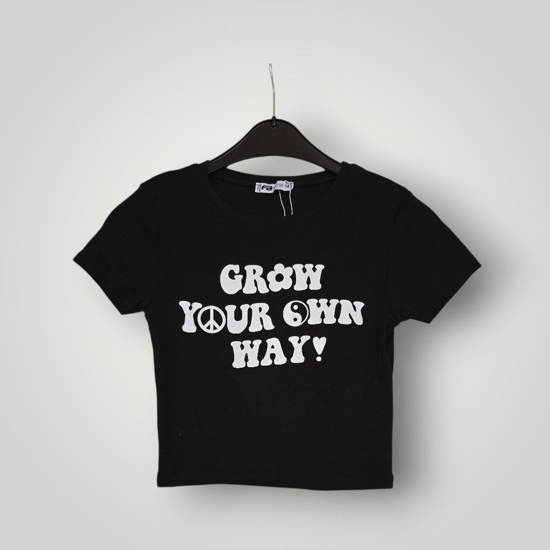 FB Sister Kurz-T-Shirt schwarz/weiß mit Aufdruck Gr. M