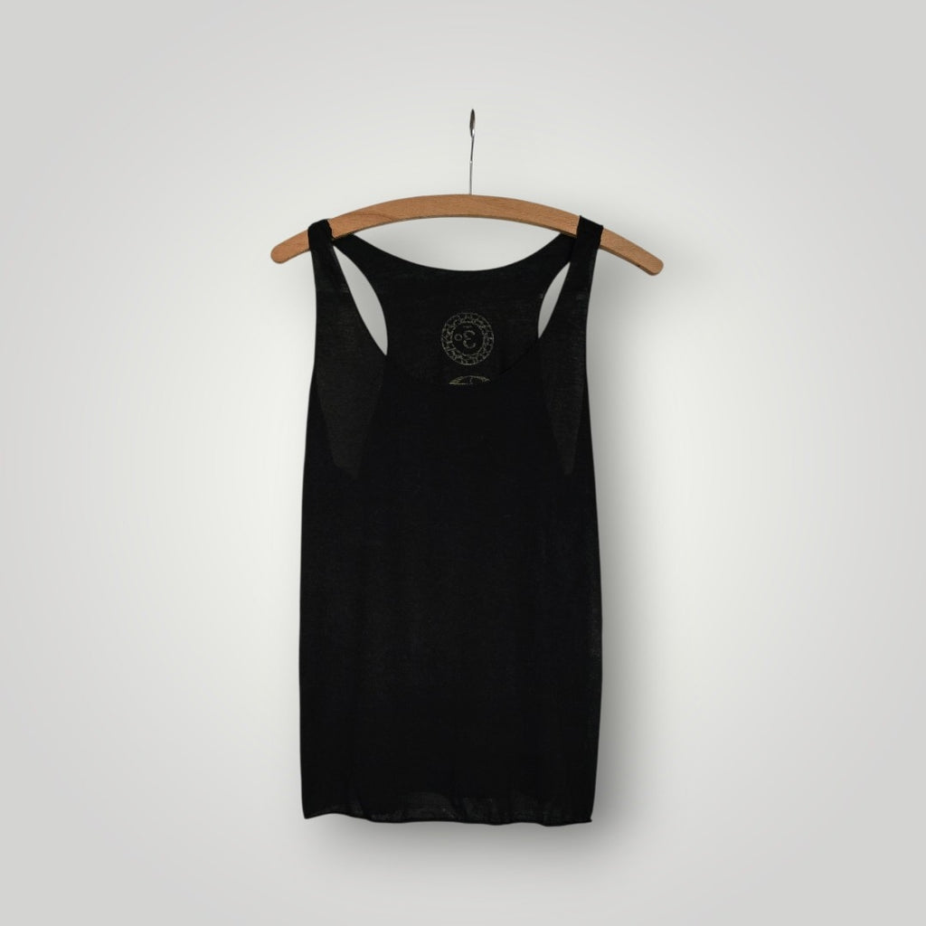 Damen schwarzes Tanktop mit bunten Symbolen