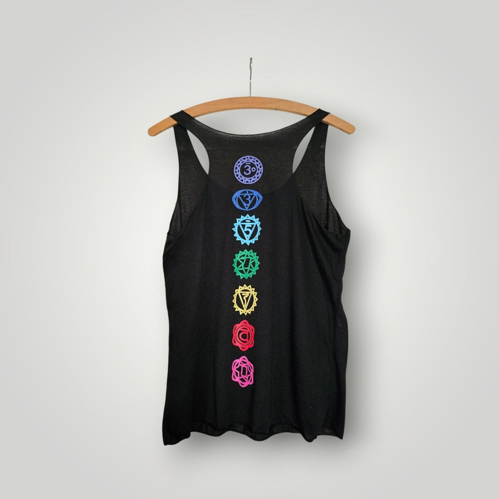 Damen schwarzes Tanktop mit bunten Symbolen