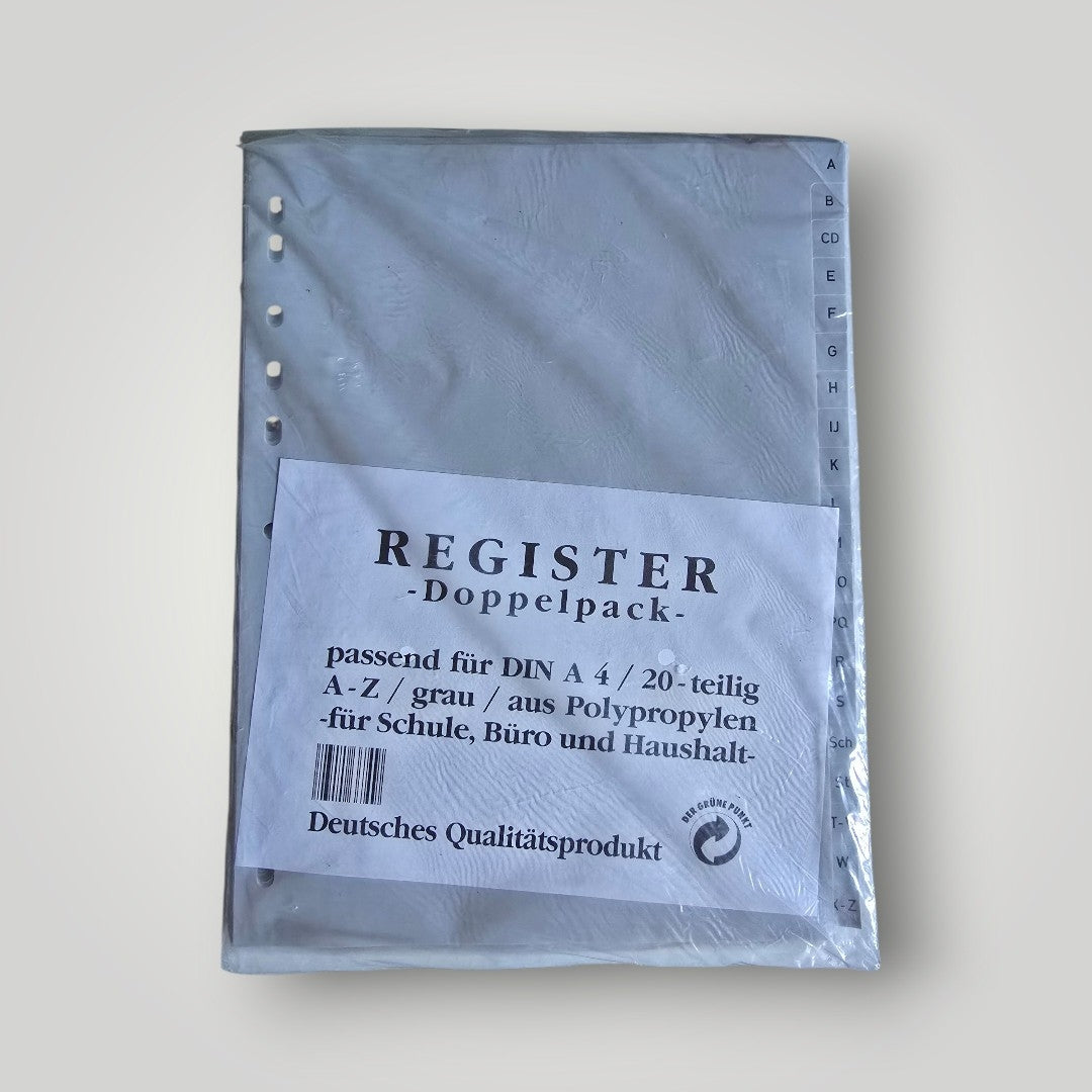 Register Doppelpack A-Z A4 grau OVP